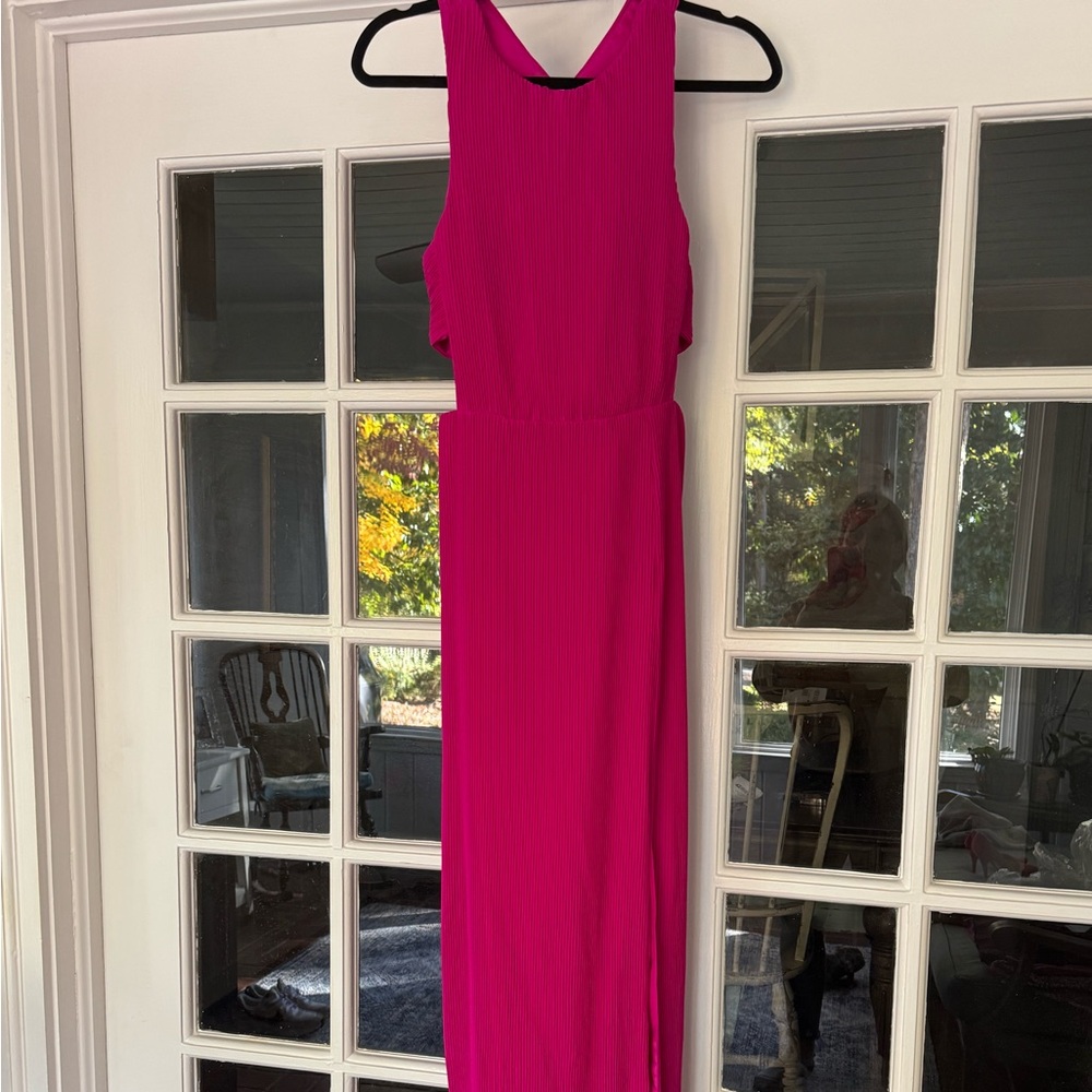 Aidan by Aidan Mattox Vibrant Pink Backless Dress